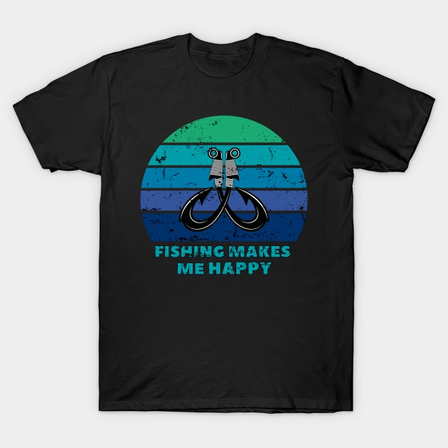 Fishing makes me happy T-Shirt by opooqodesign